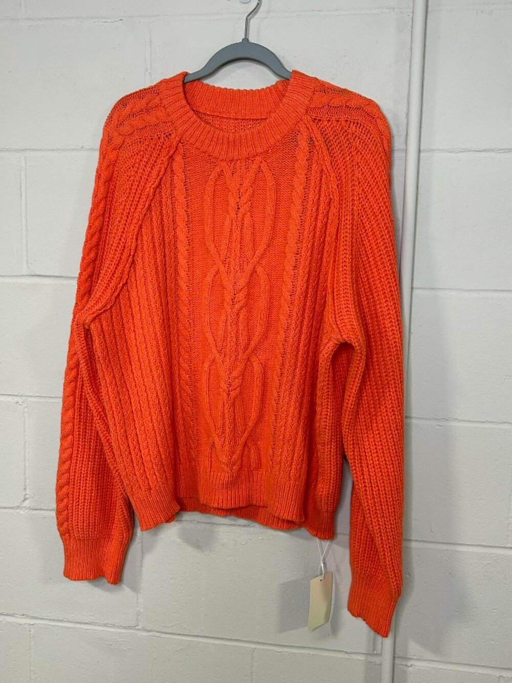 Halara Sweater Womens Extra Large Orange Crewneck Cableknit Casual Office New